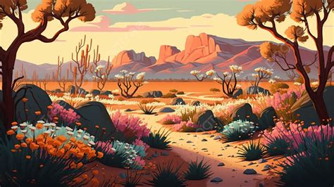 Desert Animation Illustration Background, Desert, Illustration, Oasis ...