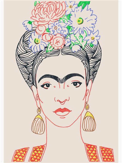 Pegatina FRIDA KAHLO Máscara de Frieda Kahlo Cita de retrato feminista