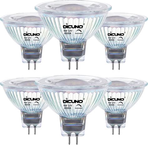 DiCUNO MR16 LED Bulbs Dimmable GU5 3 Spotlight Bulb 12Volt 6W 60W