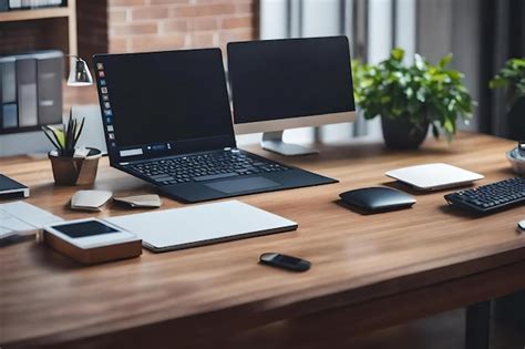 Premium AI Image | A computer monitor and a laptop on a desk