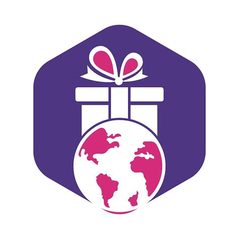 Globaler Geschenk Logo Design Vorlagenvektor Geschenk Welt Logo Symbol