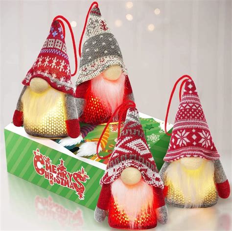 Kmuysl Christmas Gnome Ornaments 4pack Christmas Tree Decorations Handmade Swedish