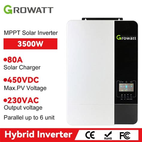 Growatt W Mppt Hybrid Solar Inverter V Vac Pure Sine Wave