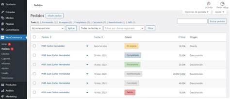 Gestionar los pedidos en WooCommerce Carlos Soriano Diseño Web