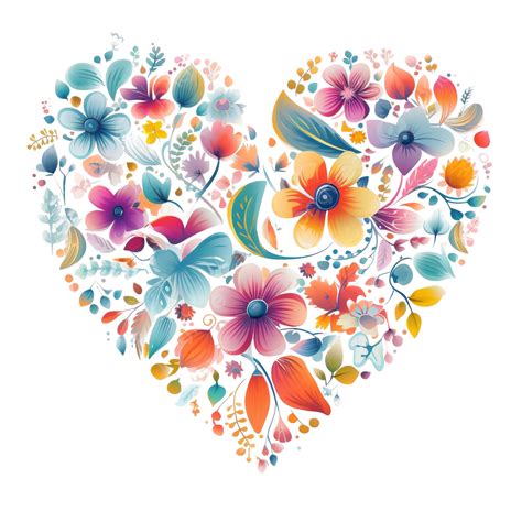 Colorido Adorno Floral Con Forma De Amor Ai Generativo Png Flor