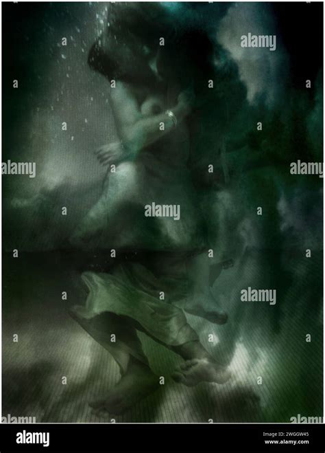Two Nude Women In Flowing Gowns Underwater Stock Photo Alamy