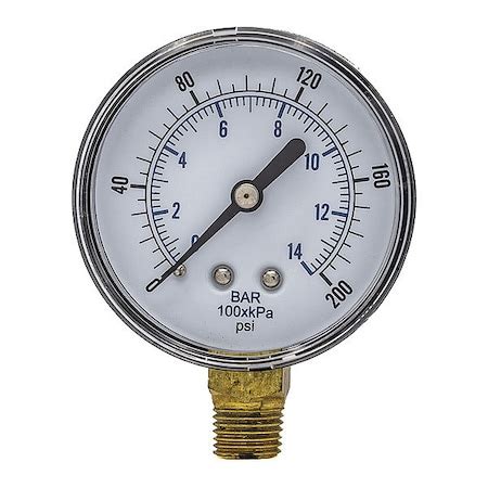 Pic Gauges Industrial Pressure Gauge 0 To 200 Psi 1 4 In BSPT SEP