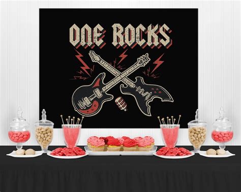 Rock and Roll Birthday Backdrop One Rocks Birthday Banner - Etsy