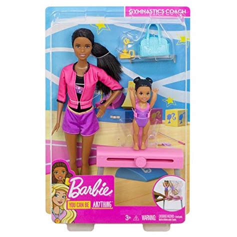 Barbie Gymnastics Dolls & Playset with Brunette Coach Barbie Doll ...