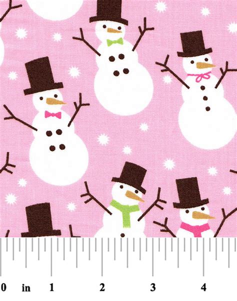 Snowman Print Fabric | Christmas Cotton Fabric - Print #1954