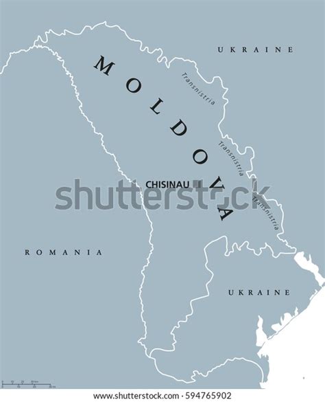 Moldova Political Map Capital Chisinau Transnistria Stock Vector