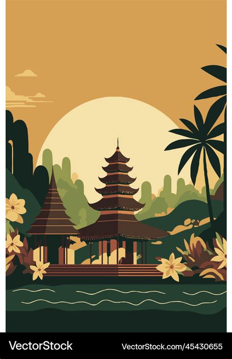 Bali hindu temple balinese culture background Vector Image