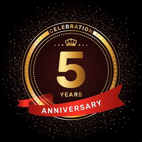 Premium Vector 5th Anniversary Celebration Logo Design With A Golden