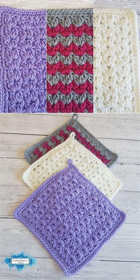 Cluster V Stitch Hot Pad Free Crochet Pattern Crafting Happiness