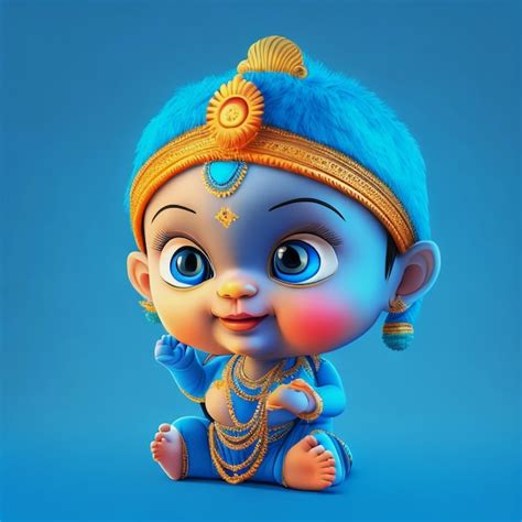 Premium Photo | 3d rendered cute baby Krishna cartoon illustration