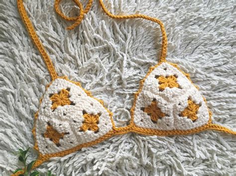 Bohemian Retro Vintage Crochet Swim Bikini Top 100 Cotton Etsy