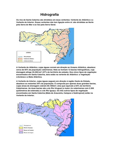 Hidrografia De Santa Catarina - Hidrografia de Santa Catarina: Vertentes e Bacias | PDF