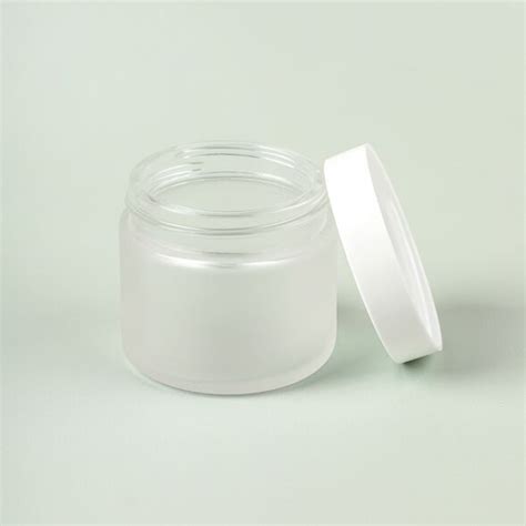 2 Oz Frosted Glass Jar With White Cap Bramble Berry