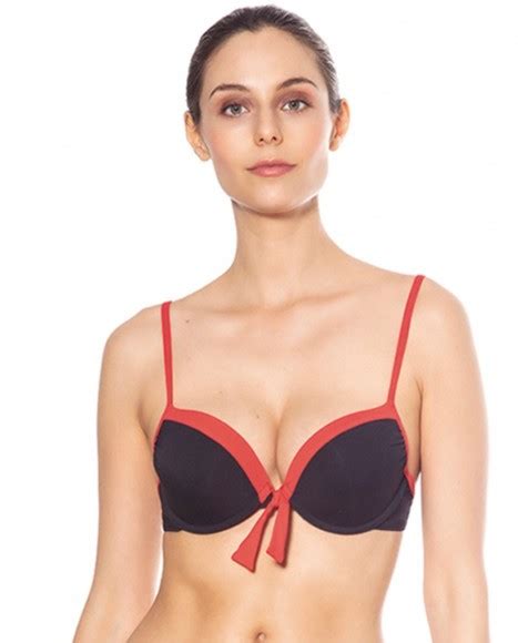 Top Bikini Push Up Liso Rojo Negro Bikini And Bikini