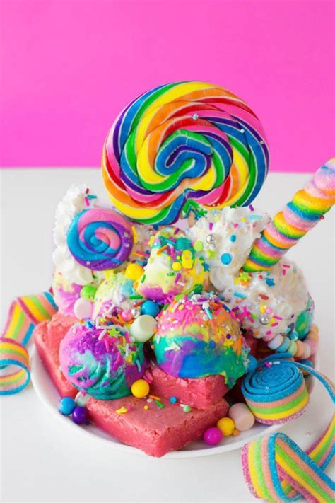 Unicorn Blondie Sundaes Recipe Rainbow Food Desserts Rainbow Ice