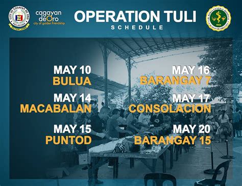 Look Schedule For Operation Libreng Tuli In Cagayan De Oro Barangays