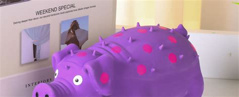 Poplay Squeaky Pig Dog Toys Purple Latex Grunting Pig Dog