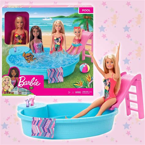 Характеристики Кукла Барби и бассейн и горкой Barbie, игровой набор ...