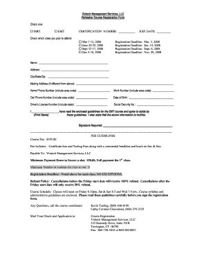 Fillable Online Refresher Course Registration Form Doc Fax Email