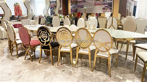 Luxury Modern Gold Stainless Steel Round Back Dining Banquet Chair For