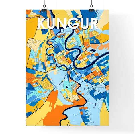 kungur russia vibrant map map art colorful map map poster