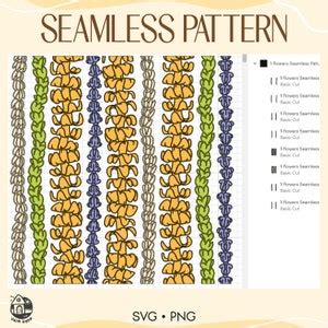 Seamless Pattern Puakenikeni Pikake Crown Flower And Pakalana Lei