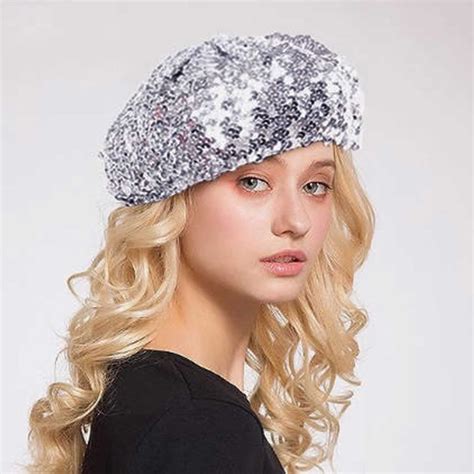 Yousnh Women Fashion Sparkling Sequins Beret Colorful Cap Nightclub