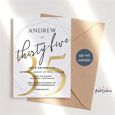 Simple Birthday Invitation Template Black And Gold Birthday Etsy Artofit