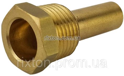 Погружная гильза латунная для датчика температуры 1/2", 10х12,2мм, L ...