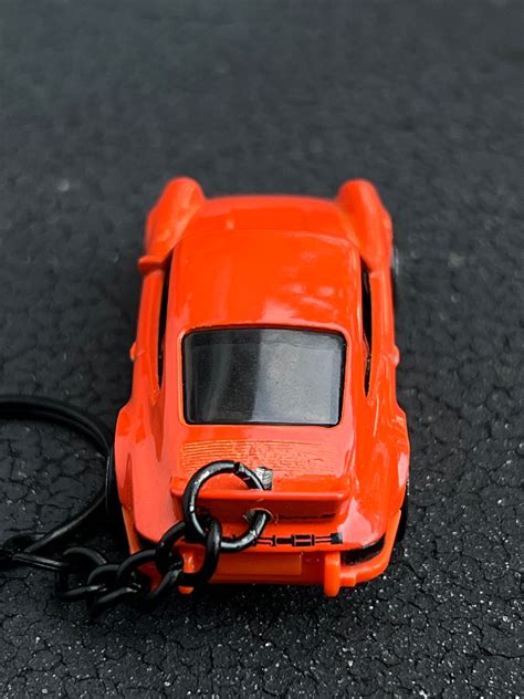 Orange Porsche 911 Carrera RS 2 7 Hot Wheels Keychain Custom Made Miniature Collectible Perfect