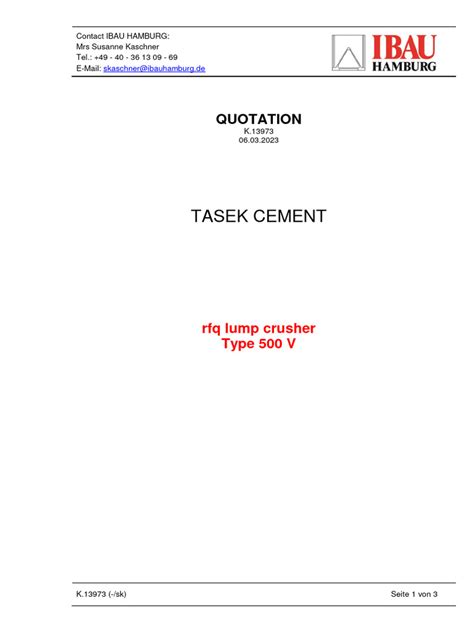 Tasek Cement Quotation Pdf