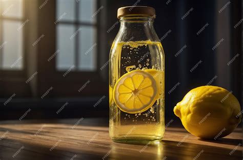 Premium Photo Lemon Juice In Glass Bottle