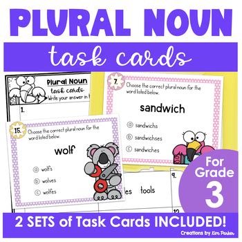 Regular And Irregular Plural Noun Task Cards For Third Grade TPT