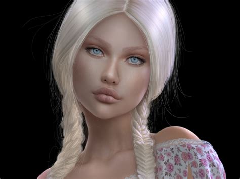 Download Wallpaper Girl Portrait Blonde Braids Section Rendering In Resolution 2048x1536