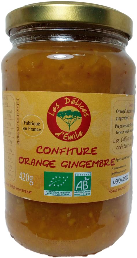 Les D Lices D Mile Confiture De Gingembre Orange Bio G Sans