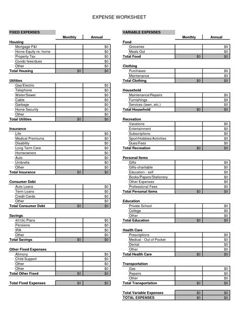 12 Best Images of Home Expense Worksheet - Blank Monthly Budget ...