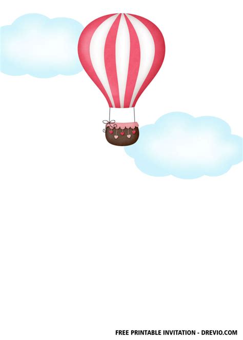 Celebrate In The Clouds Hot Air Balloon Birthday Invitations Details
