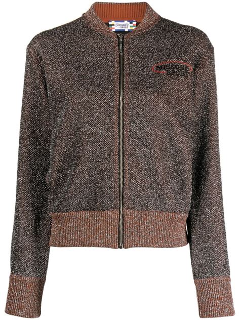 Missoni Logo Embroidered Zip Up Cardigan Farfetch