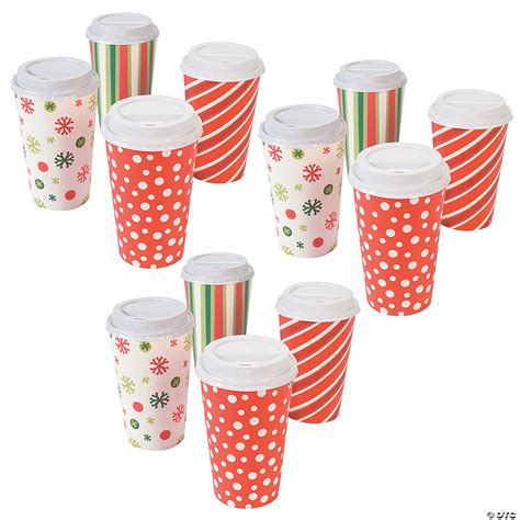 Oz Bulk Ct Bright Christmas Pattern Disposable Paper Coffee