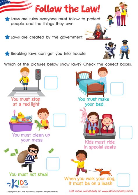 Follow The Law Worksheet Free Printout For Kids Worksheets Library