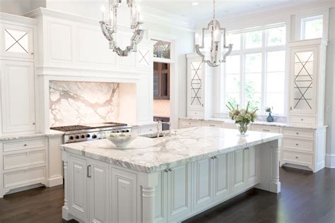 Kitchen Features Thick Cm Slab Of Calacatta Marble Rockinteriors