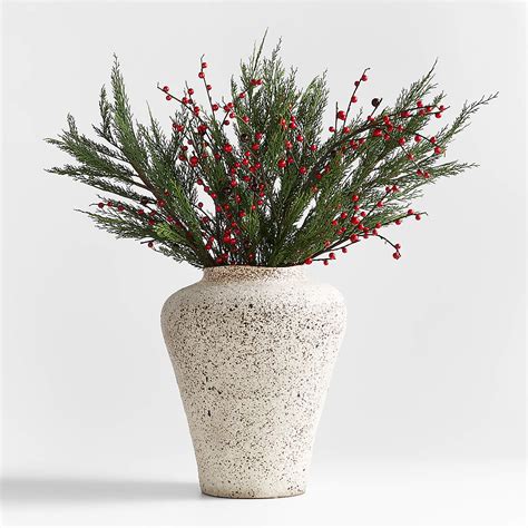 Faux Botanical Arrangement In Poe White Volcanic Glaze Vase Crate