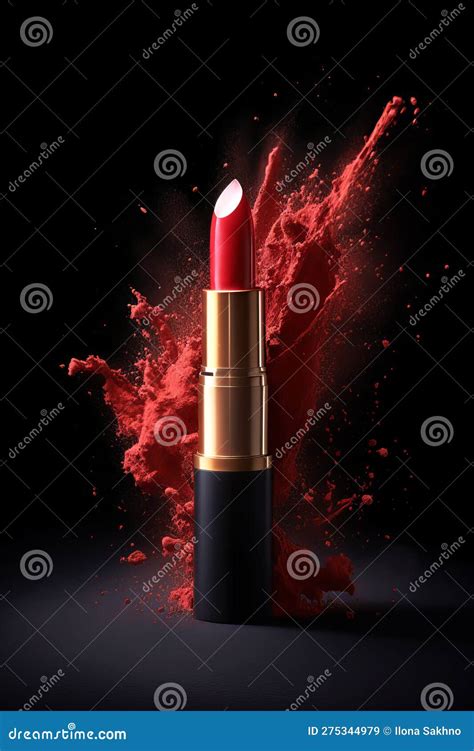 Red Lipstick Splash of Red Particles on Black Stock Illustration ...