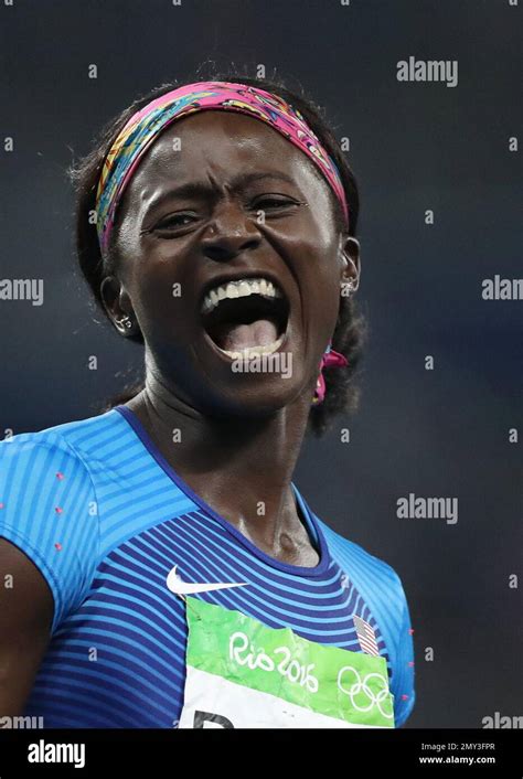 United Statess Tori Bowie Celebrates Winning The Womens 4x100 Meter