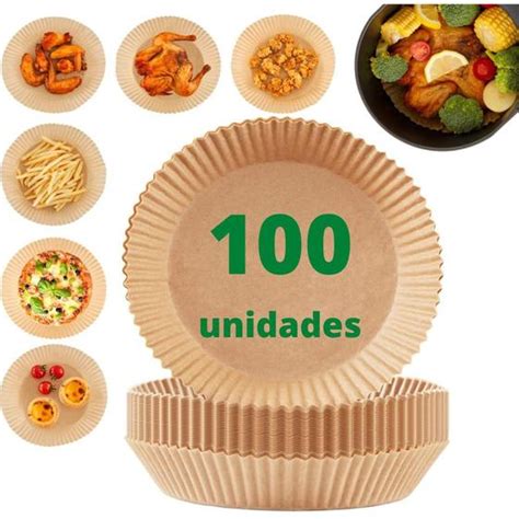 Kit 100 unidades de papel descartável antiaderente para Air Fryer